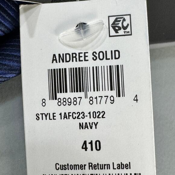 ALFANI ALFATECH Mens Necktie Andree Solid Navy Stain Resistant New - Picture 4 of 9